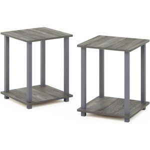 Simplistic Set of 2 End Table, French Oak Grey/Grey
